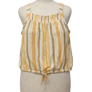 PrAna Little Palm Cami Striped Organic Cotton Tank Top Womens Large